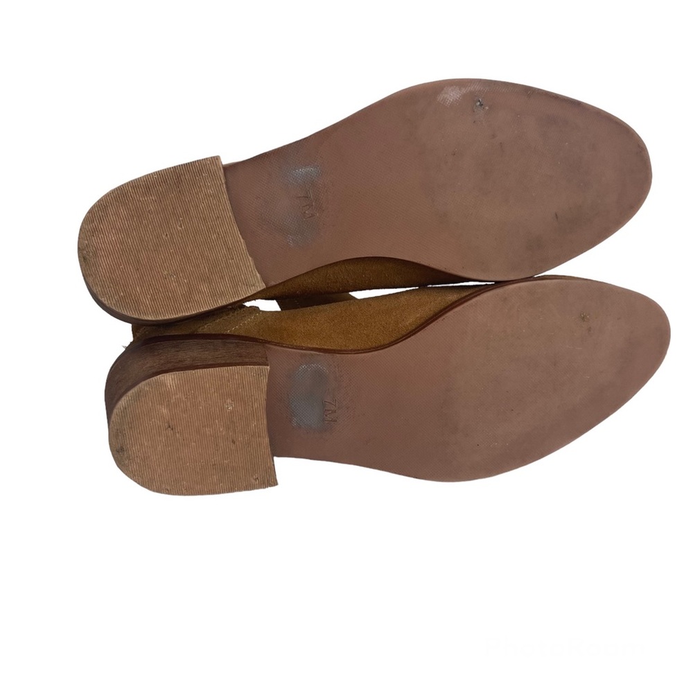 Lulus x Matisse Pacey Tan Suede Leather Cutout Ankle Booties 7M - Picture 6 of 10